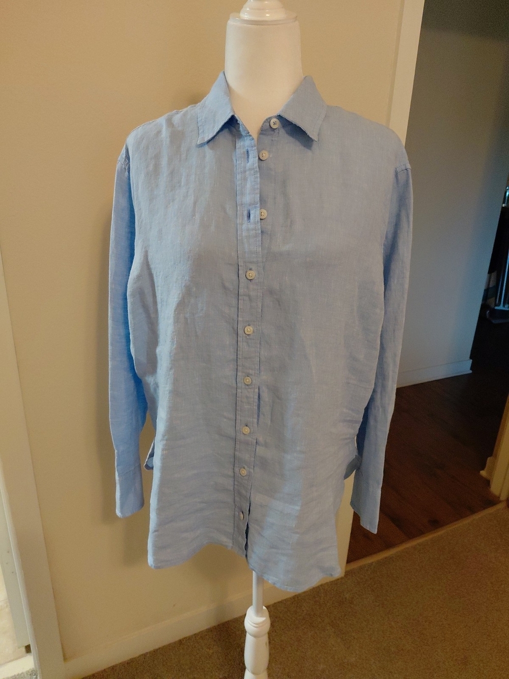 NWT Talbots Button-Up Linen Shirt Sky Blue Size M 2026 Year